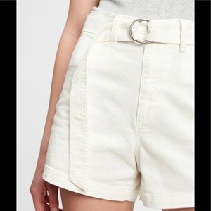 GAP Belted High Rise Milky White Denim Shorts
